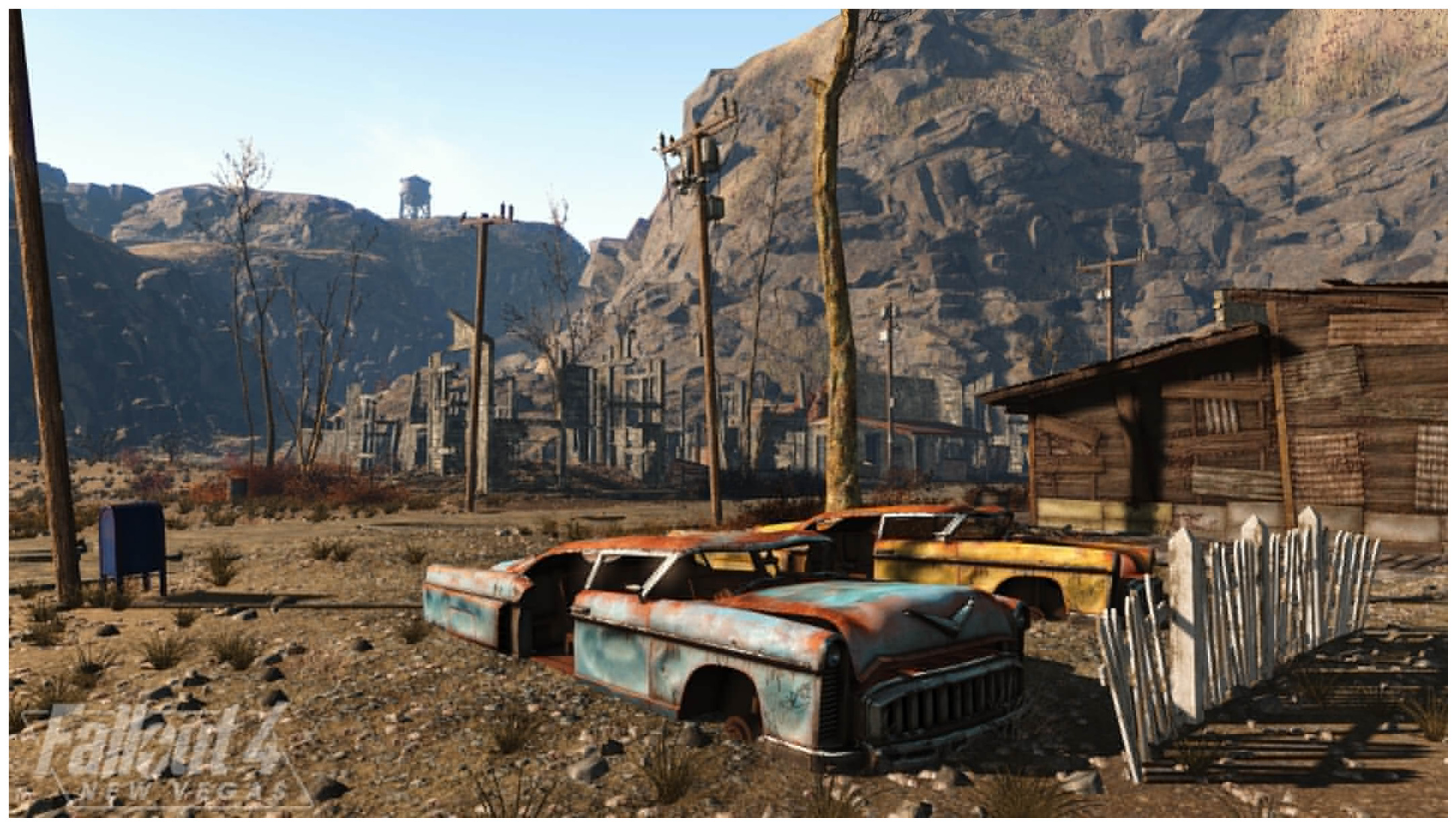 Какой год в фоллаут 4. Фоллаут Нью Вегас на движке фоллаут 4. Нью Вегас на движке фоллаут 4. Fallout New Vegas на движке Fallout 4. Пустыня Мохаве Гудспрингс.